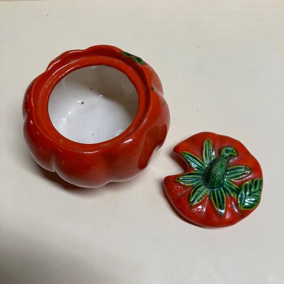 Vintage Small 2" Ceramic Condiment jars 5 pc Fruit set (no spoons) - Picture 3 of 13